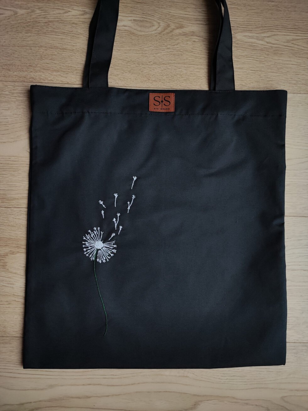 Juodos spalvos medvilninis daugkartinis maišelis