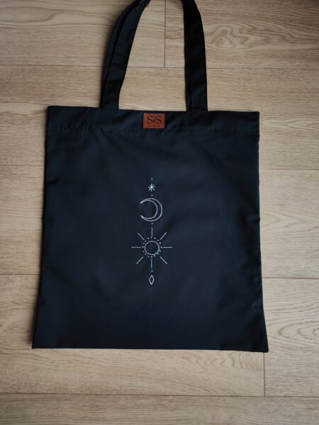 Juodos spalvos medvilninis daugkartinis maišelis