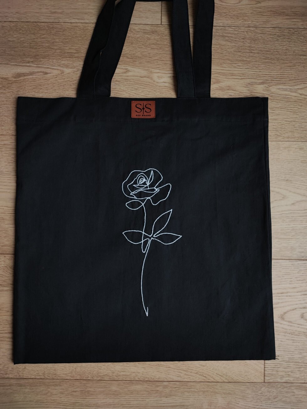 Juodos spalvos medvilninis daugkartinis maišelis