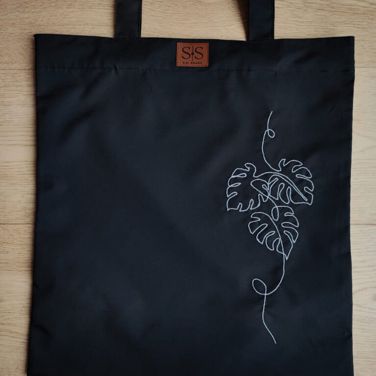 Juodos spalvos medvilninis daugkartinis maišelis