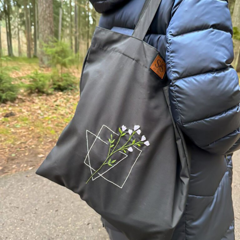 Juodos spalvos medvilninis daugkartinis maišelis