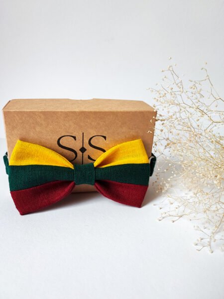 Geltona, žalia, raudona vyriška lininė peteliškė