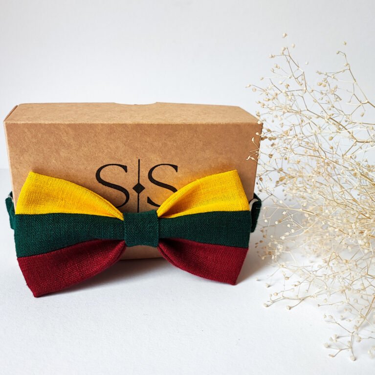 Geltona, žalia, raudona vyriška lininė peteliškė