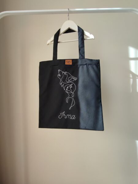 Juodos spalvos medvilninis daugkartinis maišelis