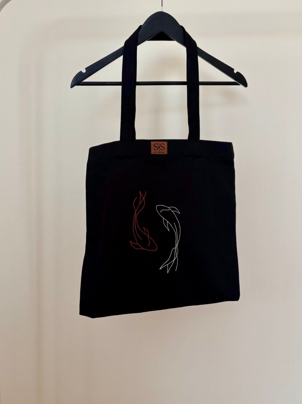 Juodos spalvos medvilninis daugkartinis maišelis