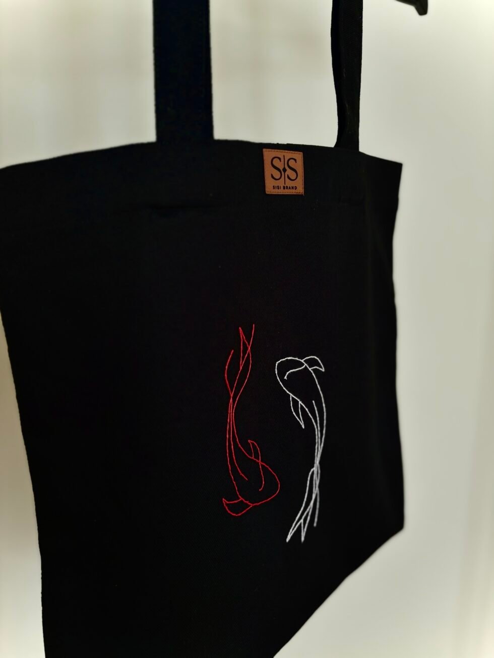 Juodos spalvos medvilninis daugkartinis maišelis