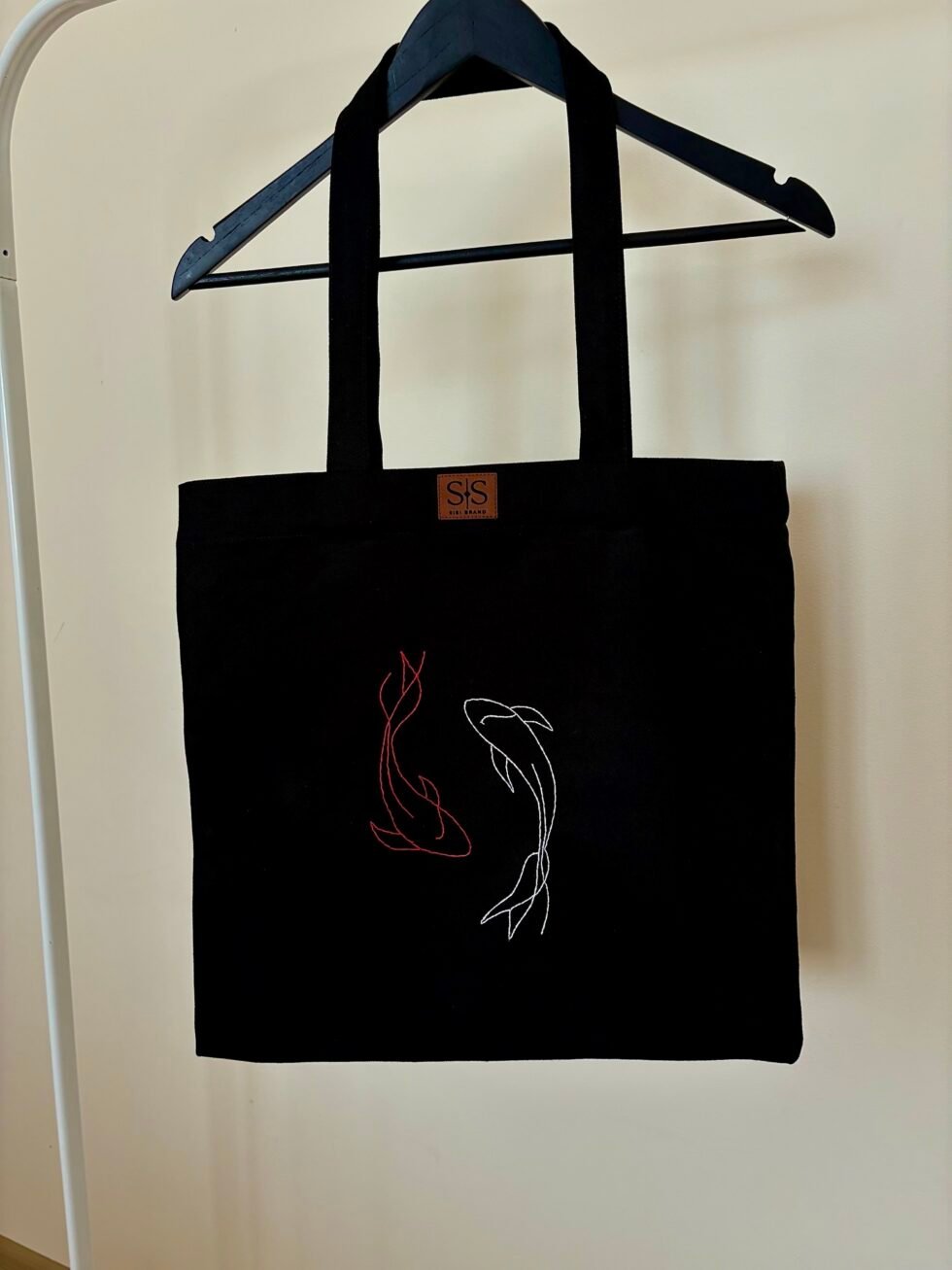 Juodos spalvos medvilninis daugkartinis maišelis