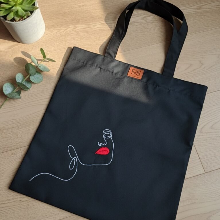 Juodos spalvos medvilninis daugkartinis maišelis